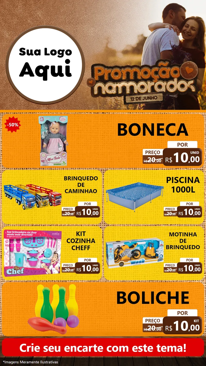 Modelo de TV para TV Vertical com o tema Promoção Namorados para Brinquedos