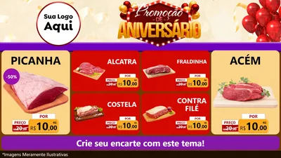 Modelo de TV para TV Horizontal com o tema Promoção de Aniversário para Açougue