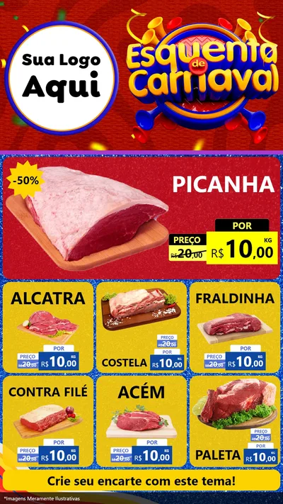 Modelo de Rede Social para Stories com o tema Esquenta de Carnaval para Açougue