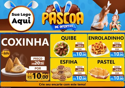 Modelo de Encarte para Encarte A4 Horizontal com o tema Páscoa de Ofertas para Salgadaria