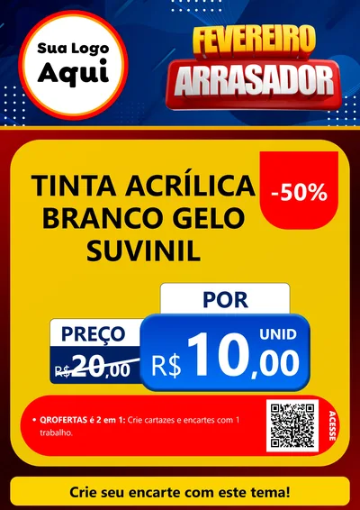 Modelo de Cartaz para Cartaz A4 Vertical com o tema Fevereiro Arrasador para Tintas e Ferramentas