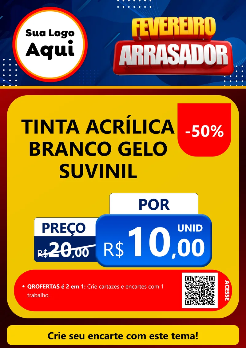 Modelo de Cartaz para Cartaz A4 Vertical com o tema Fevereiro Arrasador para Tintas e Ferramentas