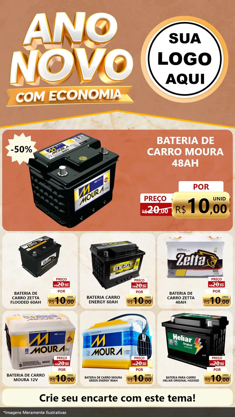 Modelo de Rede Social para Stories com o tema Ano Novo Com Economia para Baterias Elétricas