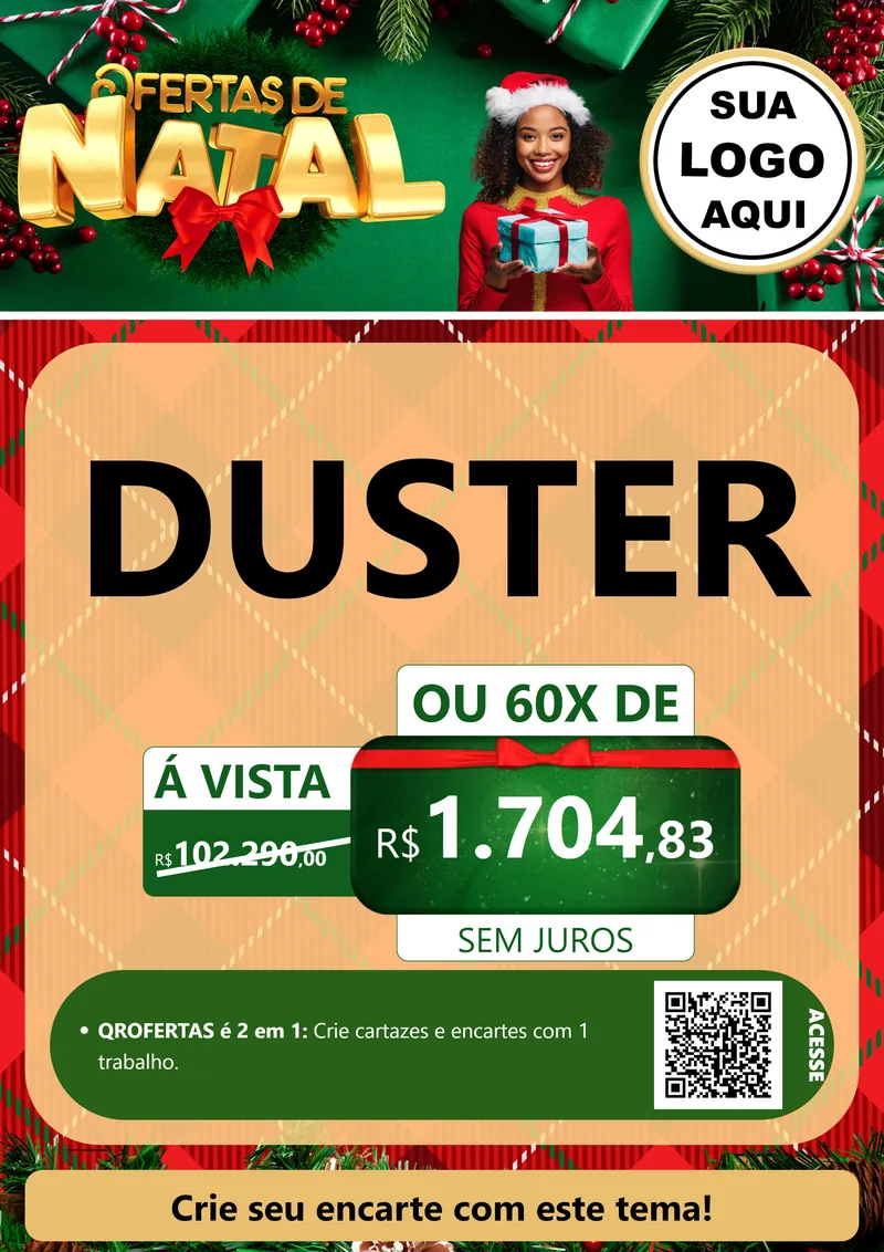 Modelo de Cartaz para Cartaz A4 Vertical com o tema Ofertas de Natal para Concessionaria de Carros