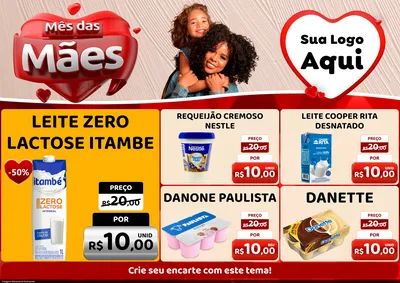 Modelo de Encarte para Encarte A4 Horizontal com o tema Mês das Mães para Frios e Laticínios