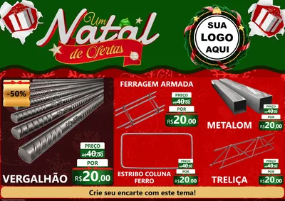 Modelo de Encarte para Encarte A4 Horizontal com o tema Um Natal de Ofertas para Ferragens