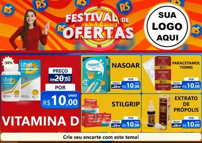 Modelo de Encarte para Encarte A4 Horizontal com o tema Festival de Ofertas para Farmácia