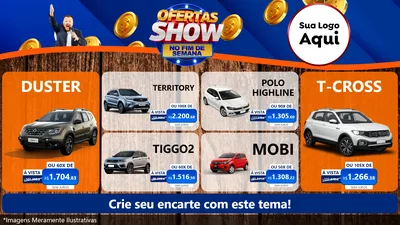 Modelo de TV para TV Horizontal com o tema Ofertas Show No Fim De Semana para Concessionaria de Carros
