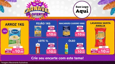 Modelo de TV para TV Horizontal com o tema Carnaval de Ofertas para Supermercado