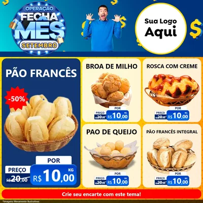 Modelo de Rede Social para Feed Facebook com o tema Operação Fecha Mês Setembro para Padaria