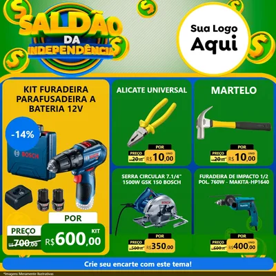 Modelo de Rede Social para Feed Facebook com o tema Saldão da Indepêndencia para Maquinas e Ferramentas