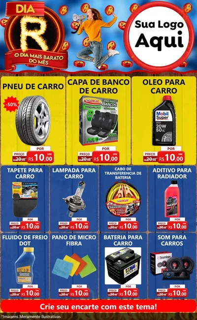 Modelo de Encarte para Encarte Grande com o tema Dia R - O Dia Mais Barato Do Mês para Auto peças