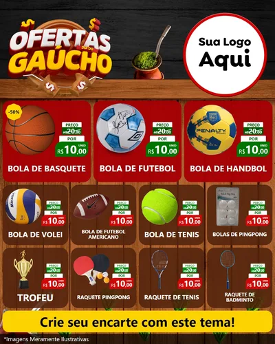 Modelo de Rede Social para Feed Instagram com o tema Ofertas Dia do Gaúcho para Artigos Esportivos