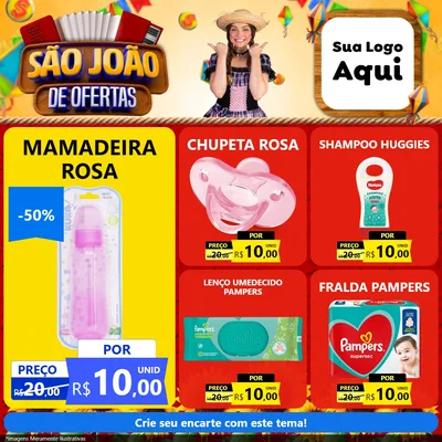 Modelo de Rede Social para Feed Facebook com o tema São João de Ofertas para Bebês