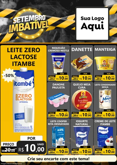 Modelo de Encarte para Encarte A4 Vertical com o tema Setembro Imbatível para Frios e Laticínios