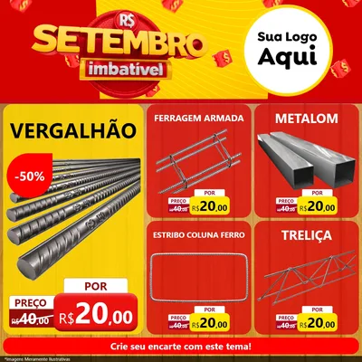 Modelo de Rede Social para Feed Facebook com o tema Setembro Imbatível para Ferragens