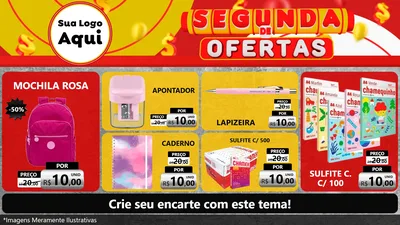 Modelo de TV para TV Horizontal com o tema Segunda de Ofertas para Papelaria
