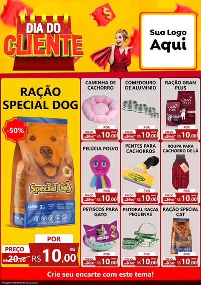 Modelo de Encarte para Encarte A4 Vertical com o tema Dia do Cliente para Pet Shop