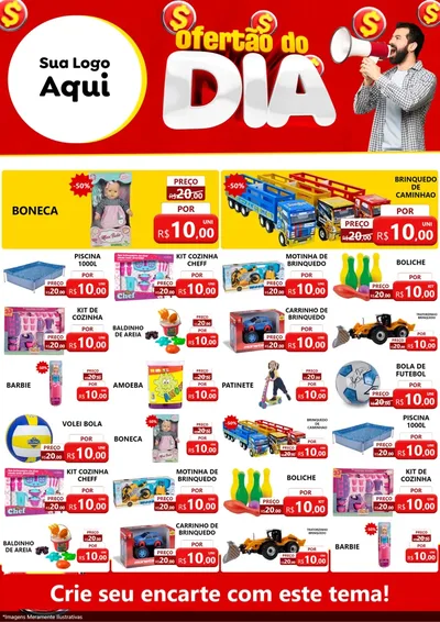 Modelo de Encarte para Encarte A4 Vertical com o tema Ofertão do dia para Brinquedos