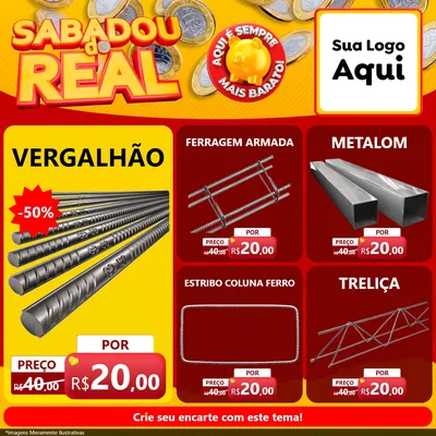 Modelo de Rede Social para Feed Facebook com o tema Sabadou do Real para Ferragens