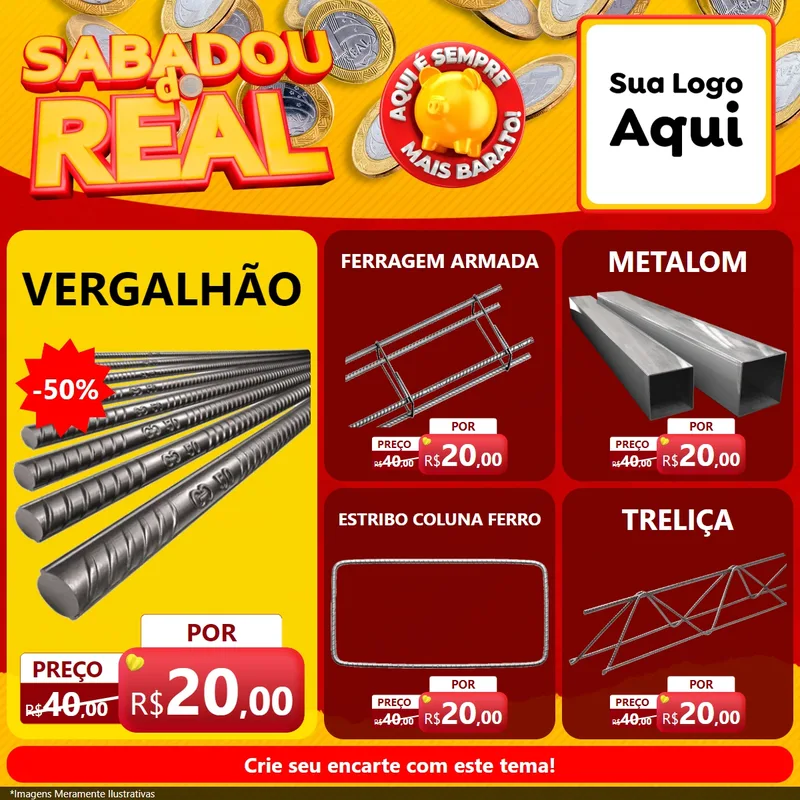 Modelo de Rede Social para Feed Facebook com o tema Sabadou do Real para Ferragens