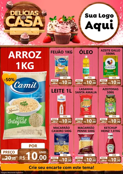 Modelo de Encarte para Encarte A4 Vertical com o tema Delícias da Casa para Supermercado