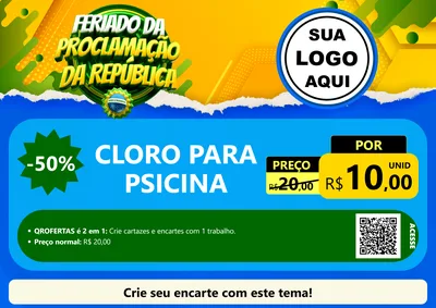 Modelo de Cartaz para Cartaz A4 Horizontal com o tema Feriado da Proclamação da República para Produtos para Piscina