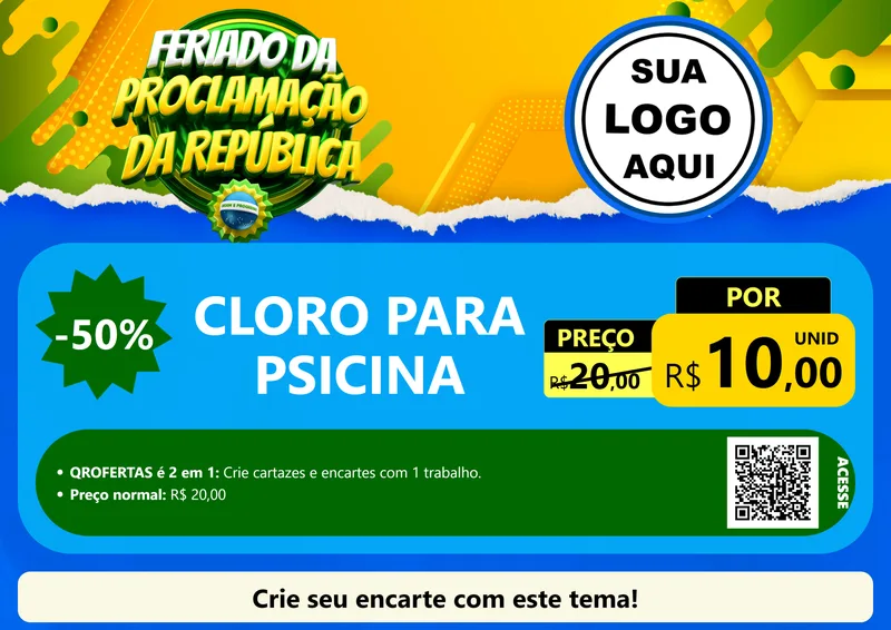 Modelo de Cartaz para Cartaz A4 Horizontal com o tema Feriado da Proclamação da República para Produtos para Piscina