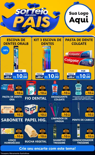 Modelo de Encarte para Encarte Grande com o tema Sorteio Dia dos Pais para Higiene Pessoal