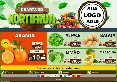Modelo de Encarte para Encarte A4 Horizontal com o tema Quarta do Hortifruti para Hortifrúti