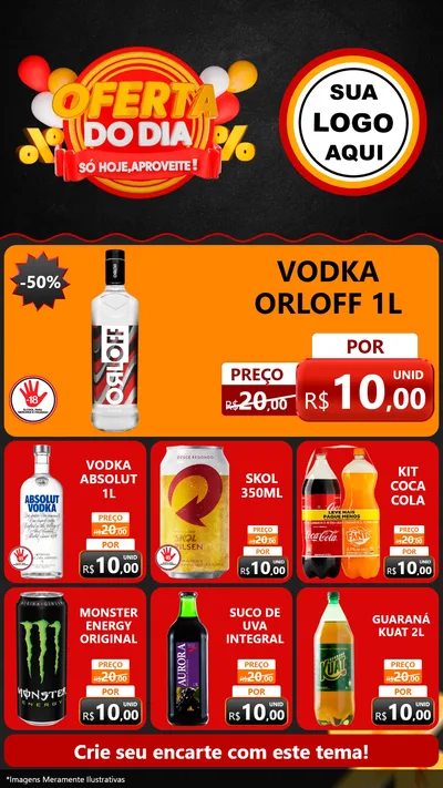 Modelo de Rede Social para Stories com o tema Oferta do Dia - Só hoje, Aproveite! para Distribuidora de bebidas