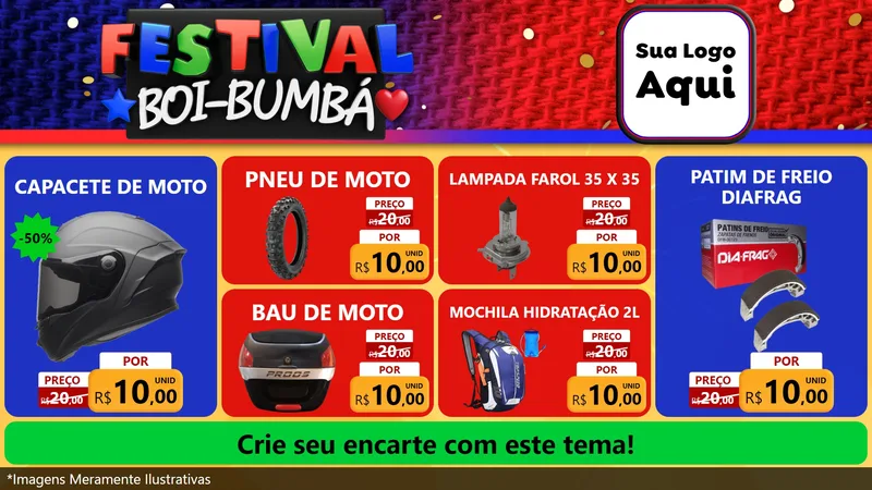 Modelo de TV para TV Horizontal com o tema Festival Boi-Bumbá para Moto peças