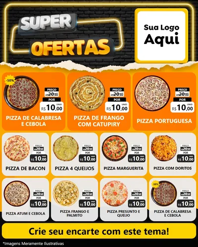 Modelo de Rede Social para Feed Instagram com o tema Super Ofertas para Pizzaria
