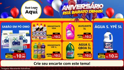 Modelo de TV para TV Horizontal com o tema Aniversário para Produtos de Limpeza