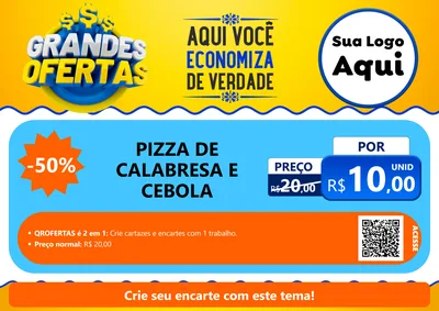Modelo de Cartaz para Cartaz A4 Horizontal com o tema Grandes Ofertas para Pizzaria