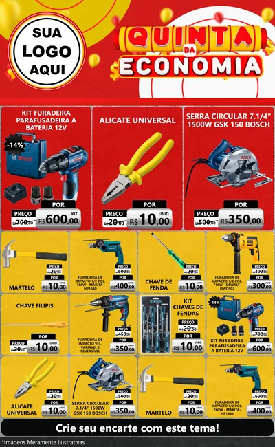 Modelo de Encarte para Encarte Grande com o tema Quinta da Economia para Maquinas e Ferramentas