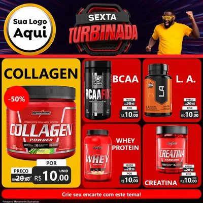 Modelo de Rede Social para Feed Facebook com o tema Sexta Turbinada para Suplementos alimentares