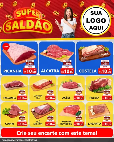 Modelo de Rede Social para Feed Instagram com o tema Super Saldão para Açougue