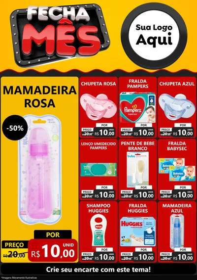 Modelo de Encarte para Encarte A4 Vertical com o tema Fecha Mês para Bebês