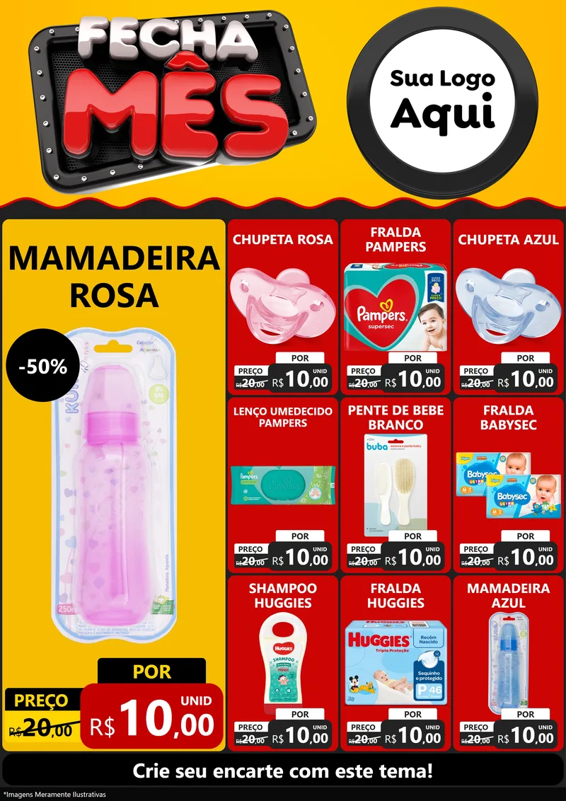 Modelo de Encarte para Encarte A4 Vertical com o tema Fecha Mês para Bebês