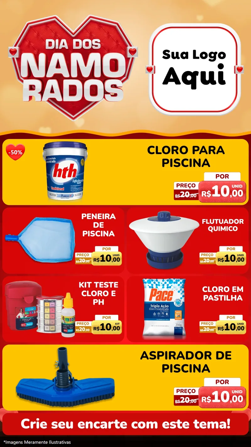 Modelo de TV para TV Vertical com o tema Dia dos Namorados para Produtos para Piscina