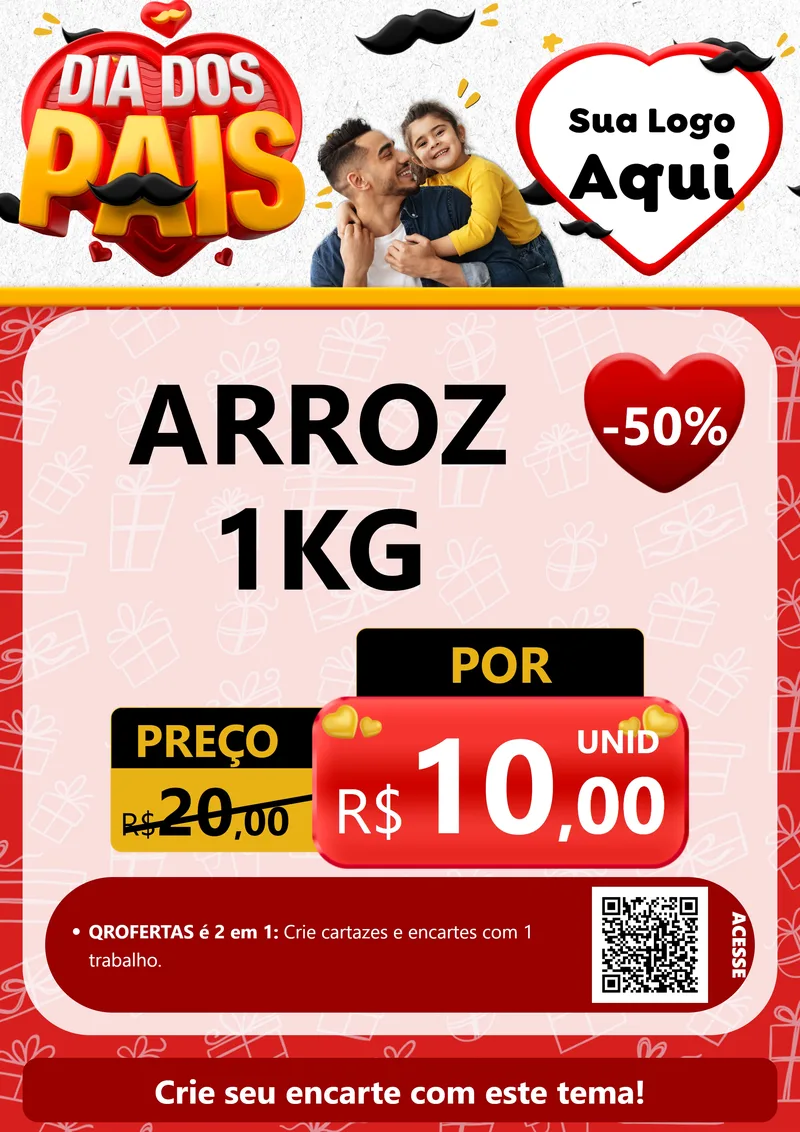 Modelo de Cartaz para Cartaz A4 Vertical com o tema Dia dos Pais para Supermercado