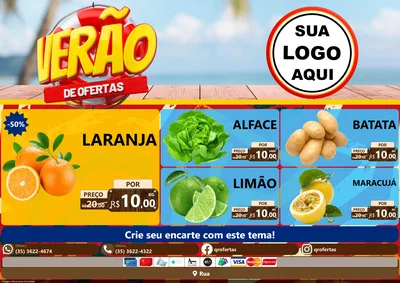 Modelo de Encarte para Encarte A4 Horizontal com o tema Verão de Ofertas para Hortifrúti