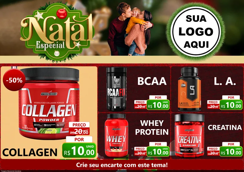 Modelo de Encarte para Encarte A4 Horizontal com o tema Natal Especial para Suplementos alimentares