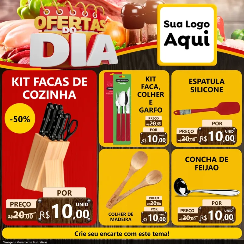 Modelo de Rede Social para Feed Facebook com o tema Ofertas do Dia para Utilidades Domésticas