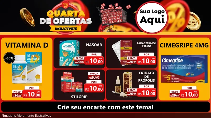 Modelo de TV para TV Horizontal com o tema Quarta de Ofertas Imbatíveis para Farmácia
