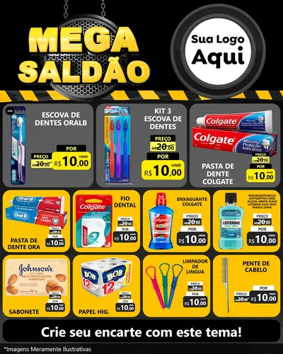 Modelo de Rede Social para Feed Instagram com o tema Mega Saldão para Higiene Pessoal