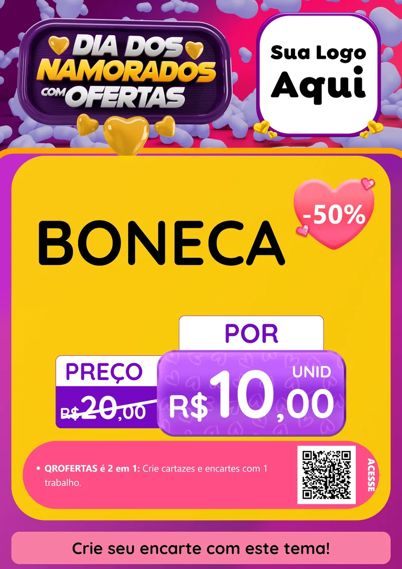 Modelo de Cartaz para Cartaz A4 Vertical com o tema Dia Dos Namorados Com Ofertas para Brinquedos