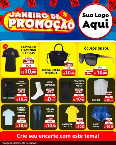 Modelo de Rede Social para Feed Instagram com o tema Janeiro de Promoção para Roupas e acessórios