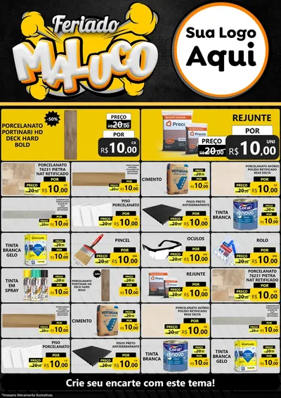 Modelo de Encarte para Encarte A4 Vertical com o tema Feriado Maluco para Pisos e revestimentos